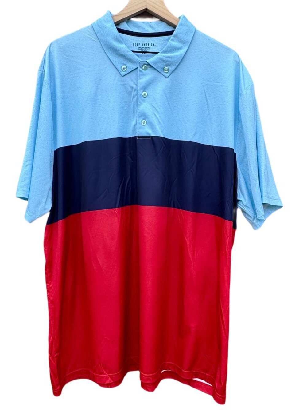Golf America Polo Shirt Mens XXL Blue Red Colorblock